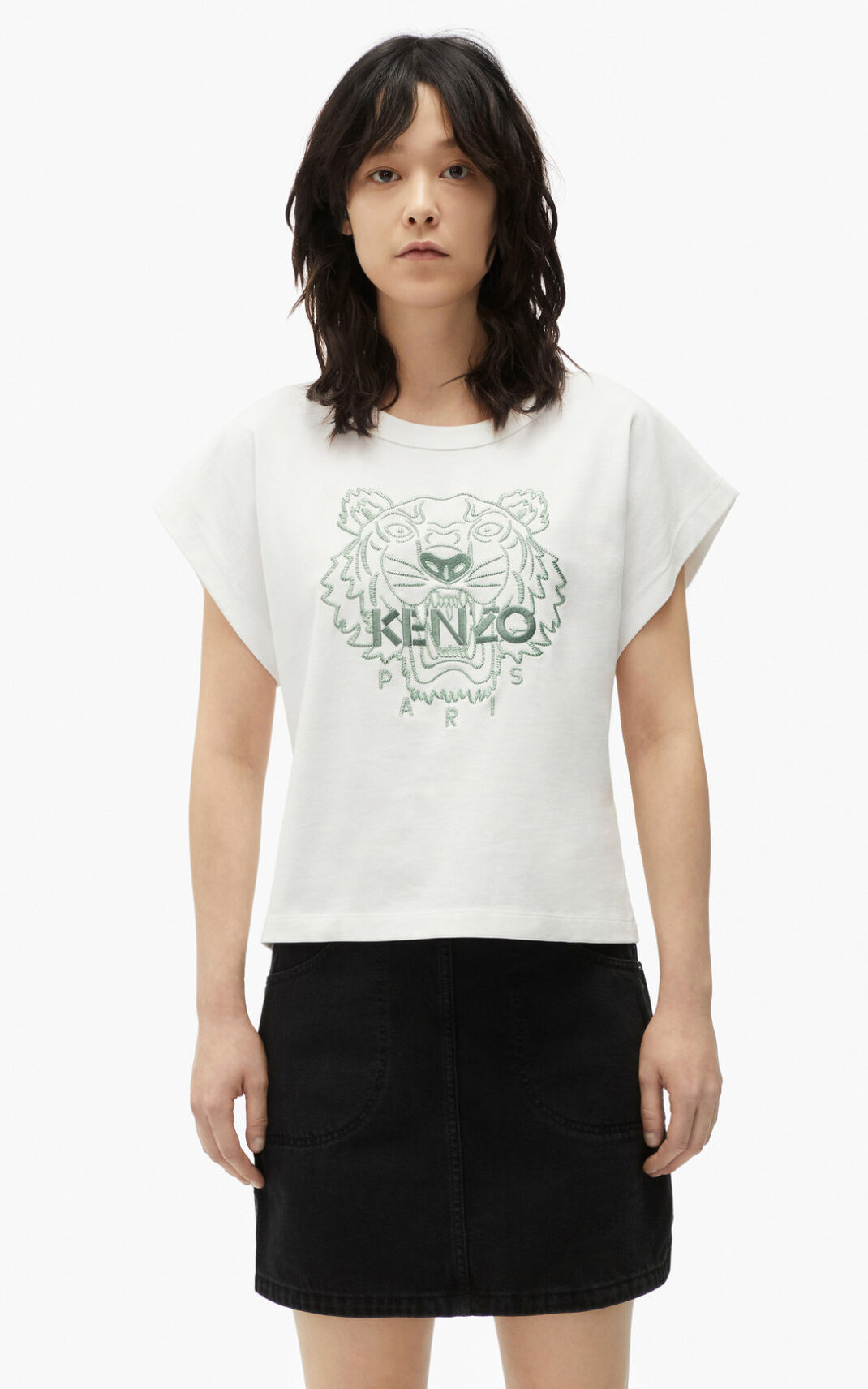 Kenzo Tiger boxy Camisetas Mujer Blancas | 4357210-LZ